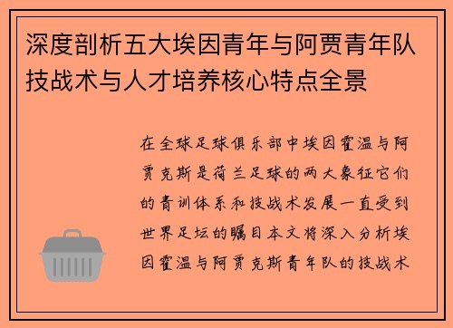 深度剖析五大埃因青年与阿贾青年队技战术与人才培养核心特点全景